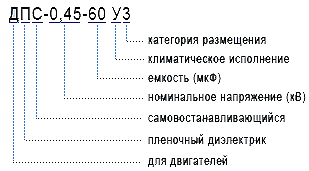 Маркировка конденсаторов для электродвигателей