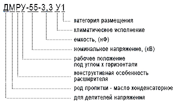 Маркировка конденсаторов ДМРУ, ДМК