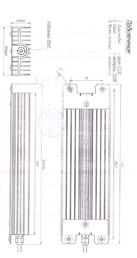 Схема габаритных размеров нагревателя ТНК-100