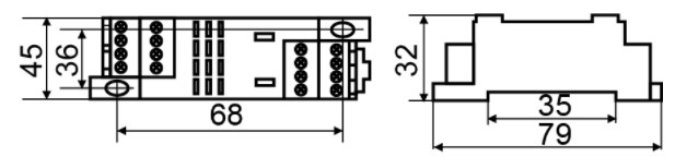 Схема габаритных размеров колодки под реле PYF-14A